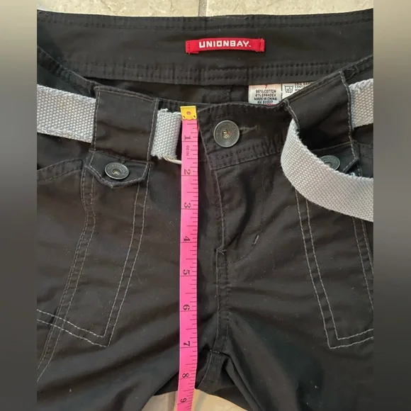 UNIONBAY Black Capris with Adjustable Gray Belt - Picture 6 of 16